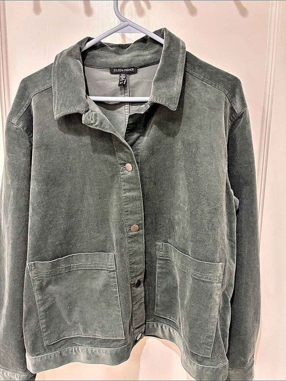 Eileen Fisher Organic Cotton Corduroy Jacket Green